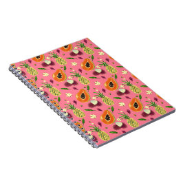 Hawaiian Tropical Fruit Pattern Coral Notebook  Anteckningsbok