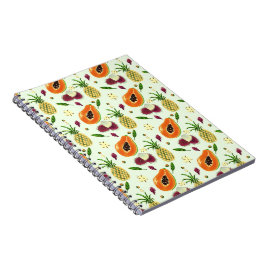 Hawaiian Tropical Fruit Pattern Cream Notebook  Anteckningsbok