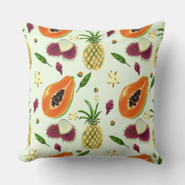 Hawaiian Tropical Fruit Pattern Throw Pillow Cream Kudde