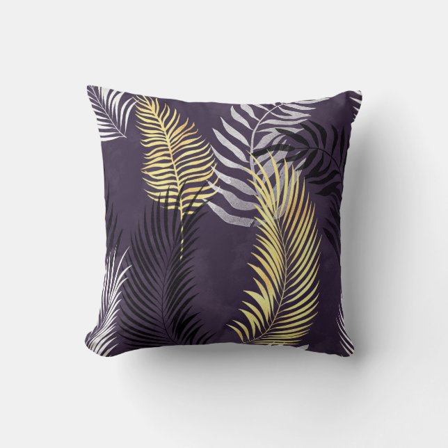HAWAIIAN TROPICAL LILA FERN PILLOW KUDDE (Framsida)