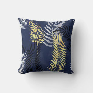 HAWAIIAN TROPICAL NAVY BLUE FERN PILLOW KUDDE