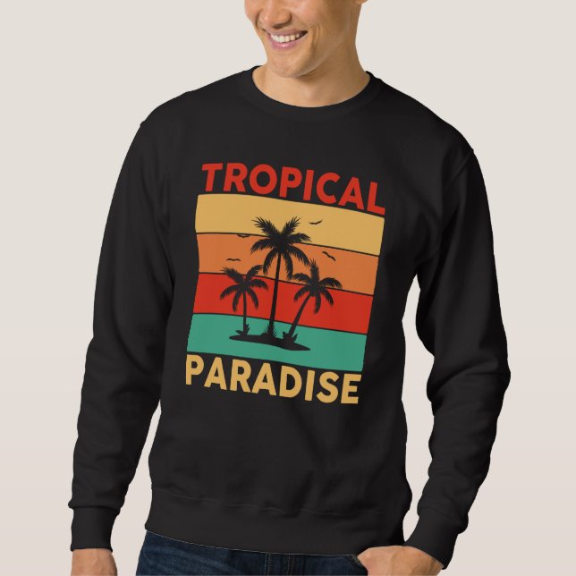 Hawaiian Tropical Paradise Hawaii Pineapple Tiki Lång Ärmad Tröja (Framsida)