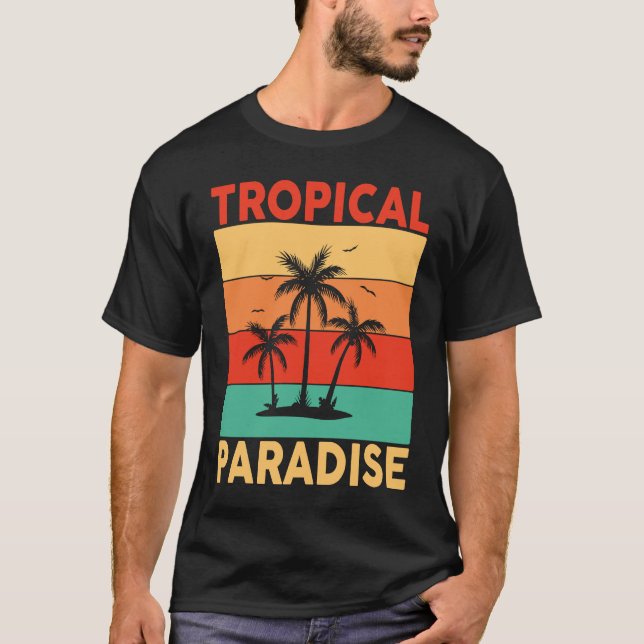 Hawaiian Tropical Paradise Hawaii Pineapple Tiki T Shirt (Framsida)