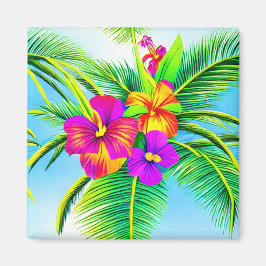 Hawaiian Tropical Seamless Mönster Magnet