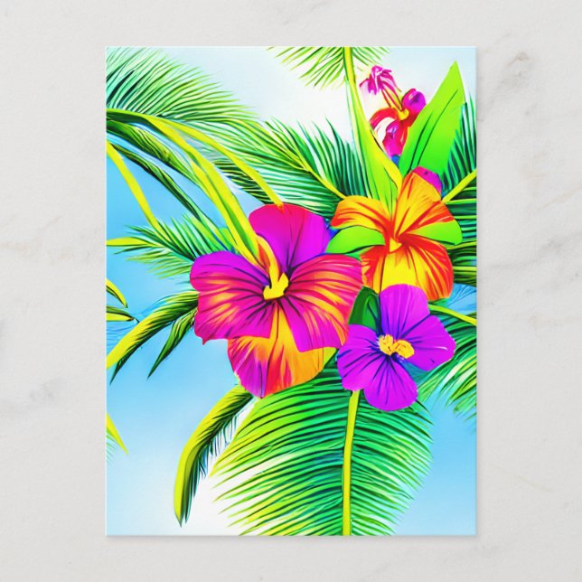 Hawaiian Tropical Seamless Mönster Vykort (Framsida)