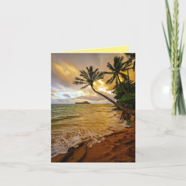 Hawaiian Tropical Sunset Handflatan Beach Kort (Framsida)