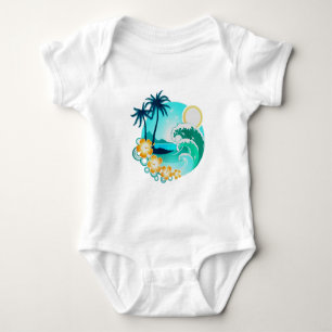 HAWAIIAN TROPICAL SURFA ART T SHIRT