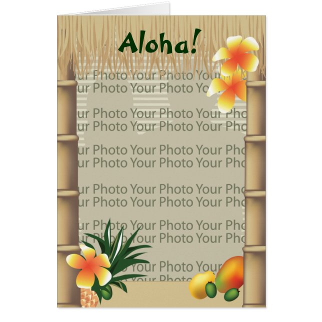 Hawaiian Tropical Tiki Hut Aloha Photo Ram Card Hälsningskort (Framsidan)