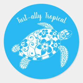 Hawaiian Turtle-ally Tropical-Blue Runt Klistermärke