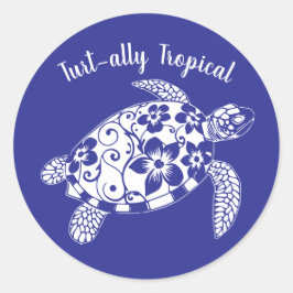 Hawaiian Turtle-ally Tropical-Blue Runt Klistermärke