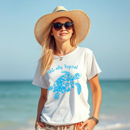 Hawaiian Turtle-ally Tropical Blue T-Shirt