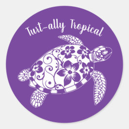 Hawaiian Turtle-ally Tropical-Lila Runt Klistermärke