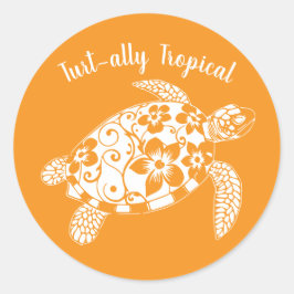 Hawaiian Turtle-ally Tropical-Orange Runt Klistermärke