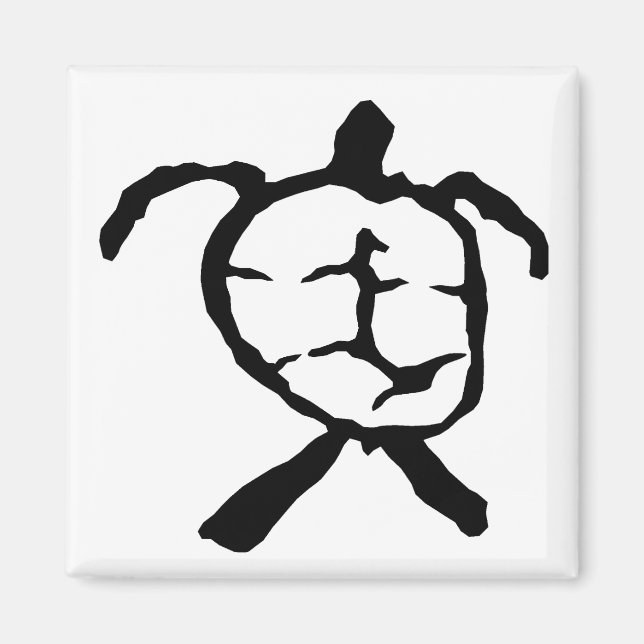 Hawaiian Turtle - svart Magnet (Framsidan)