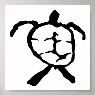 Hawaiian Turtle - svart Poster