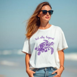 Hawaiian Turtle Turt-ally Tropical Lila T Shirt
