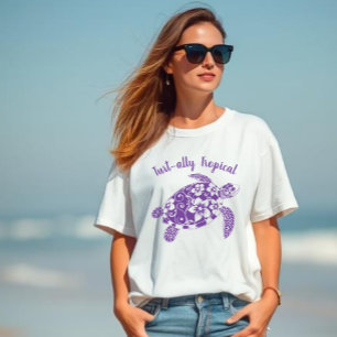 Hawaiian Turtle Turt-ally Tropical Lila T Shirt