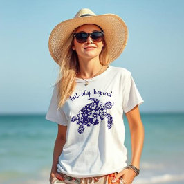Hawaiian Turtle Turt-ally Tropical Mörk blått T Shirt