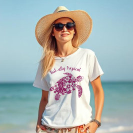 Hawaiian Turtle Turt-ally Tropical Vin Färg T Shirt