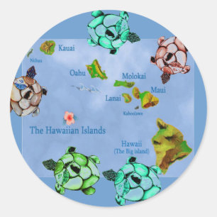 Hawaiian Turtles & karta-dekal Runt Klistermärke