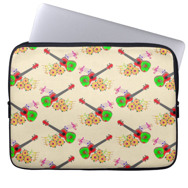 Hawaiian Ukulele Hibiscus Flowers Laptop Fodral (Framsidan)