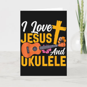 Hawaiian Ukulele Uke Jesus Tro Kristen Jag älskar  Kort