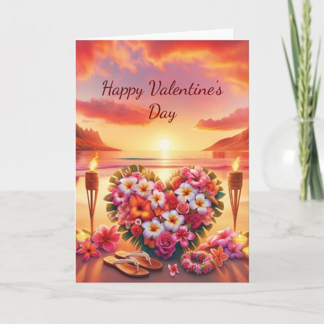 Hawaiian Valentine Day Card Tack Kort (Framsida)