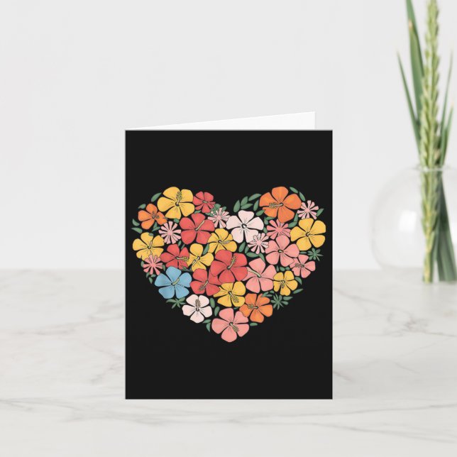 Hawaiian Valentines day Hibiscus Flower Heart Trop Kort (Framsida)