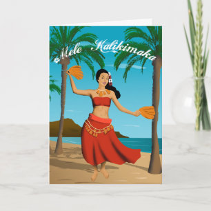 Hawaiian Vintage Mele Kalikimaka Anpassade Helgkort