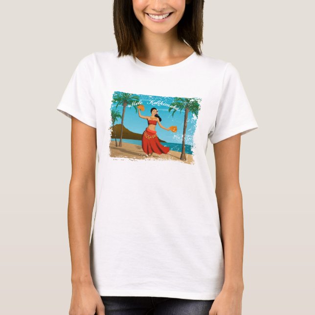 Hawaiian Vintage Mele Kalikimaka Postcard Tee (Framsida)