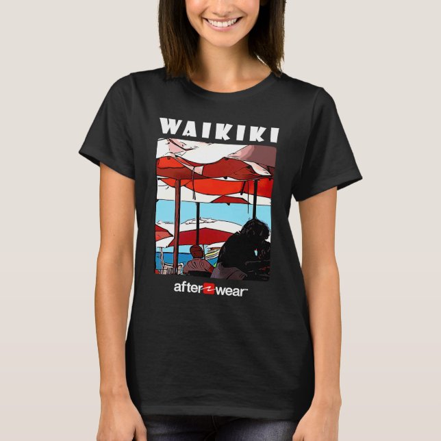 Hawaiian Waikiki Beach Mai Tai Bar Souvenir T Shirt (Framsida)