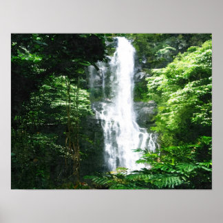 Hawaiian Waterfall-oil painting print Poster