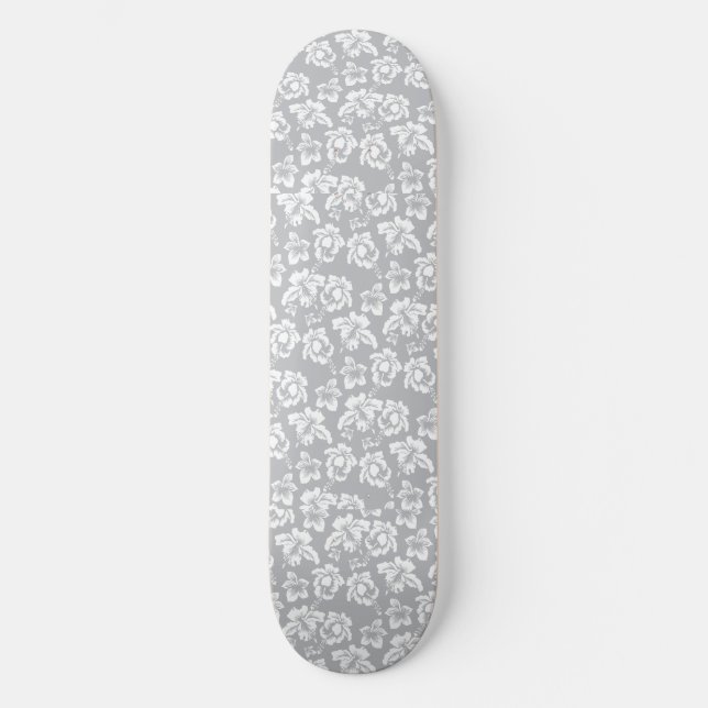 Hawaiian White Flower Skateboard Bräda 20,5 Cm (Framsida)