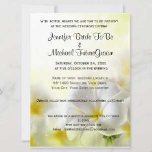 Hawaiian White Plumeria Bröllop och Reception Inbjudningar