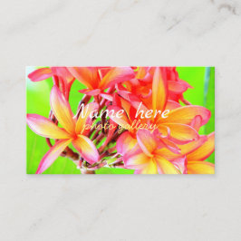 Hawaiian white plumeria flower pink visitkort