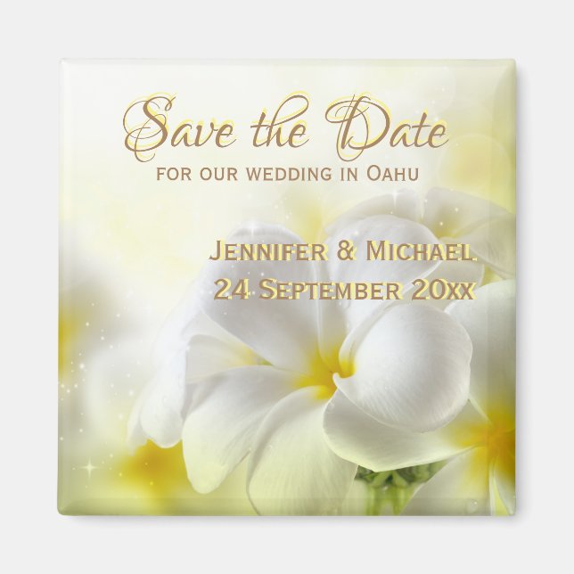 Hawaiian White Plumeria Magnet (Framsidan)
