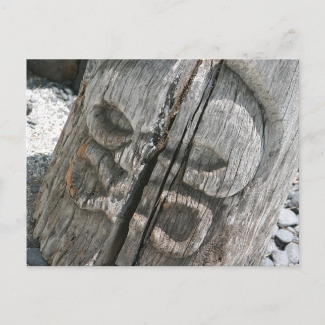 Hawaiian Wooden Tiki Vykort (Framsida)