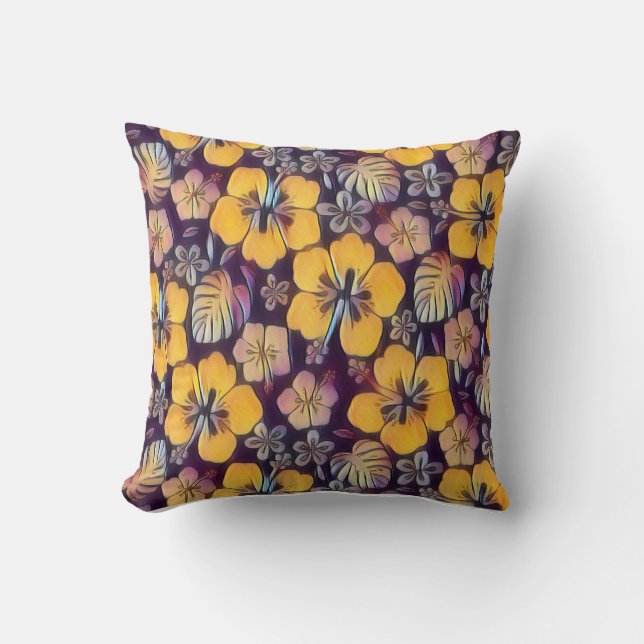 Hawaiian Yellowish Hibiscus Kudde (Framsida)