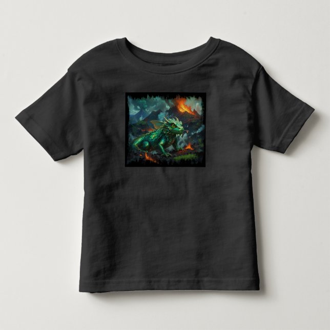 Hawaiiansk drak som värmer sig på lava t shirt (Framsida)