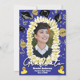 Hawaiiansk examensplumeria lei-konfetti-foto kort