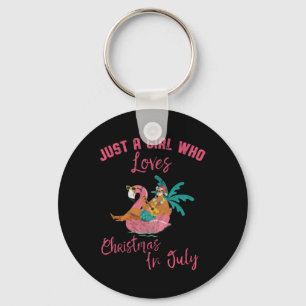 Hawaiiansk Flamingo Bara En Tjej Som Älskar Jul Nyckelring