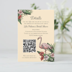 Hawaiiansk Flamingo Bröllopsdusch Webbplats QR-kod Tilläggskort