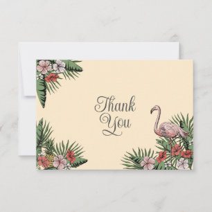Hawaiiansk Flamingo & Hibiskus Gul Tacksam Tack Kort