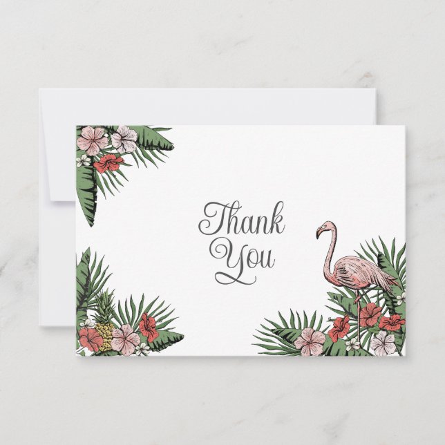 Hawaiiansk Flamingo & Hibiskus Tack Kort (Framsida)