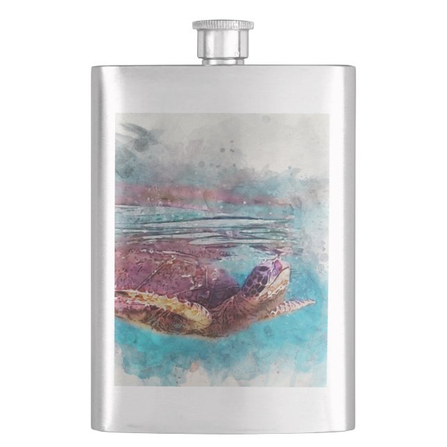 Hawaiiansk Grönt Sea Turtle Watercolor Painting Fickplunta (Framsidan)