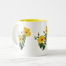 Hawaiiansk gul hibiskus Botanisk illustration Två-Tonad Mugg