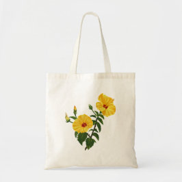 Hawaiiansk gul hibiskus Botanisk illustration Tygkasse