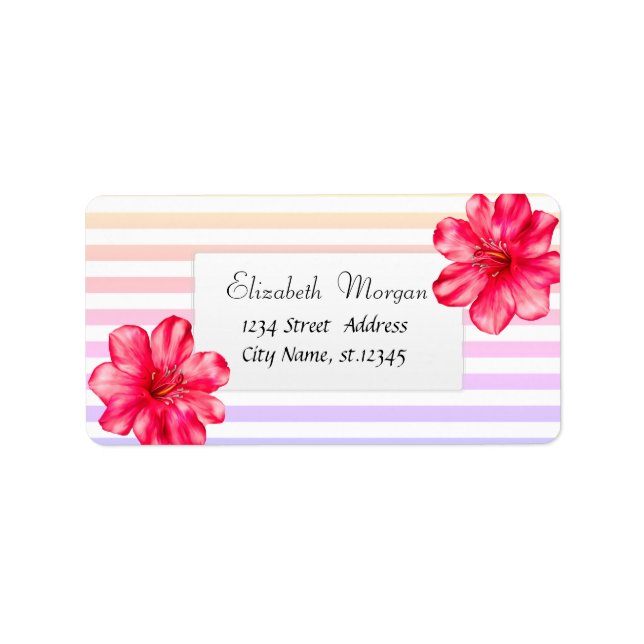 Hawaiiansk Hibiskus Ombre-ränder Adressetikett (Framsidan)