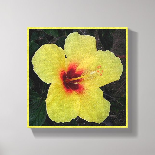 Hawaiiansk Hula Flicka Hibiskus Sträckt Canvastryc Canvastryck (Framsida)