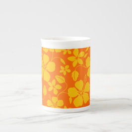 Hawaiiansk Hula (Hibiscus) Orange Mix Benporslin Mugg